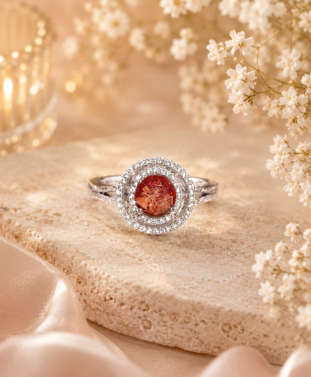 Double Halo Memorial Ring