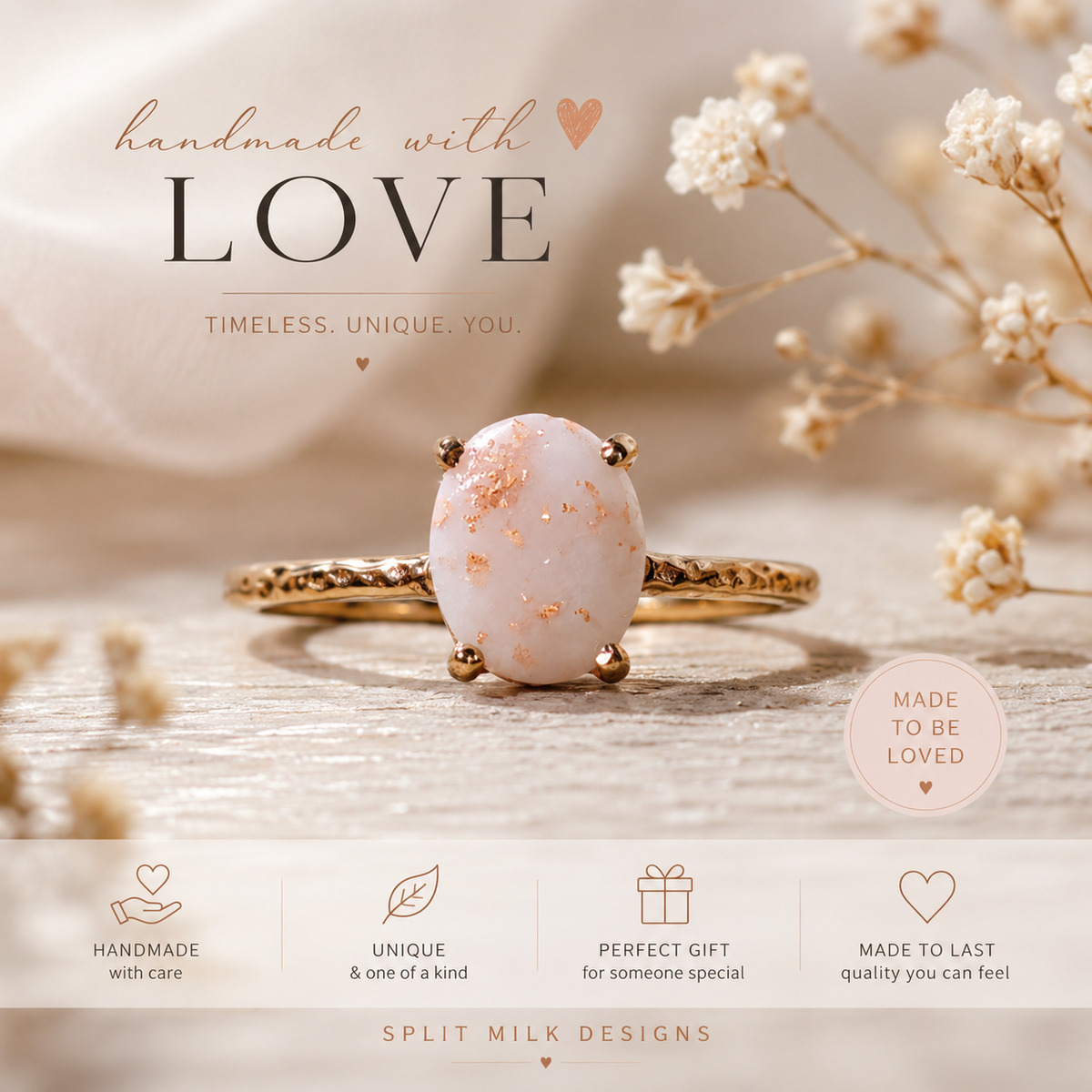 Breastmilk Hammered Band Ring