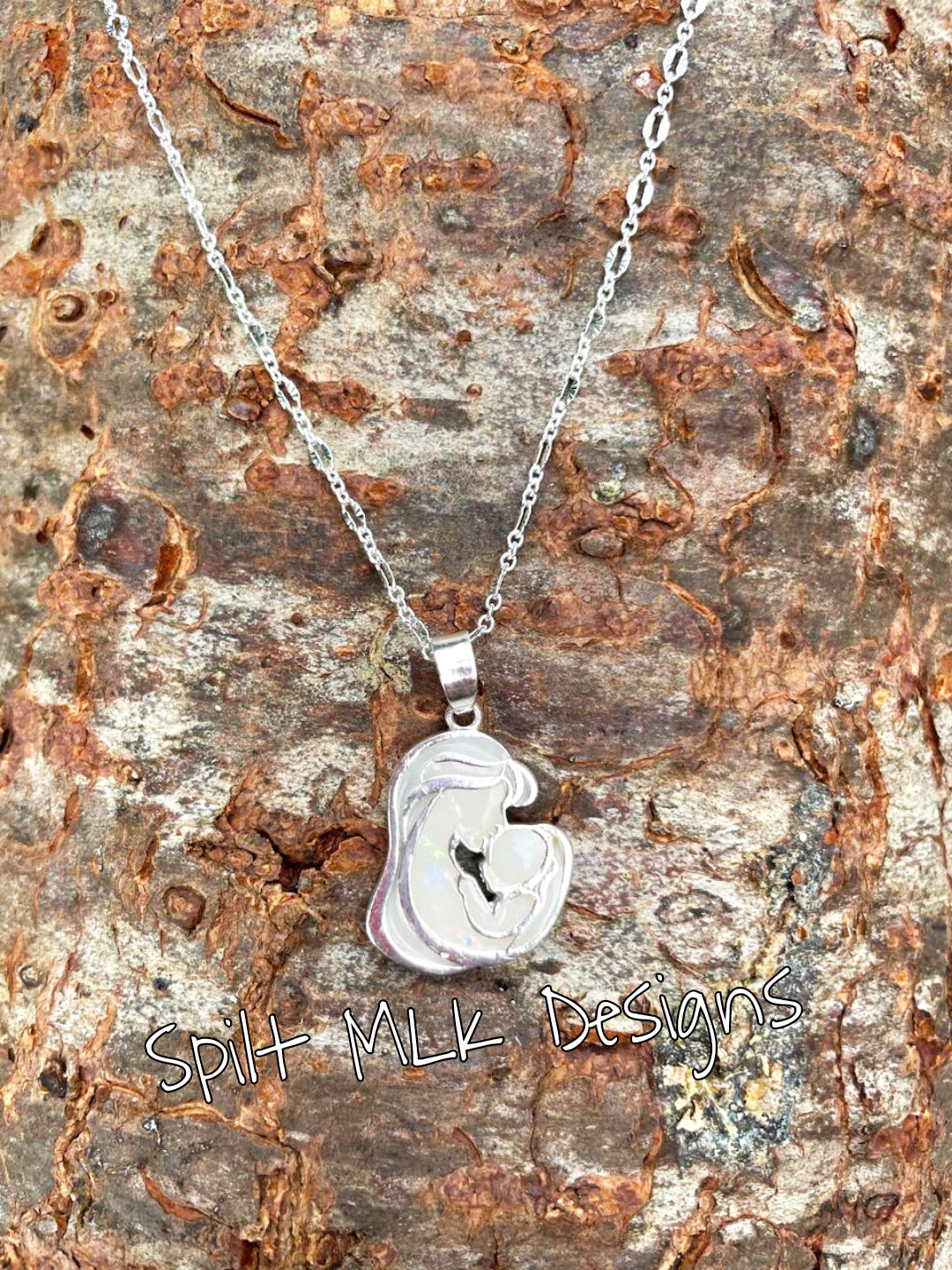 Mom Kissing Baby Breastmilk Necklace